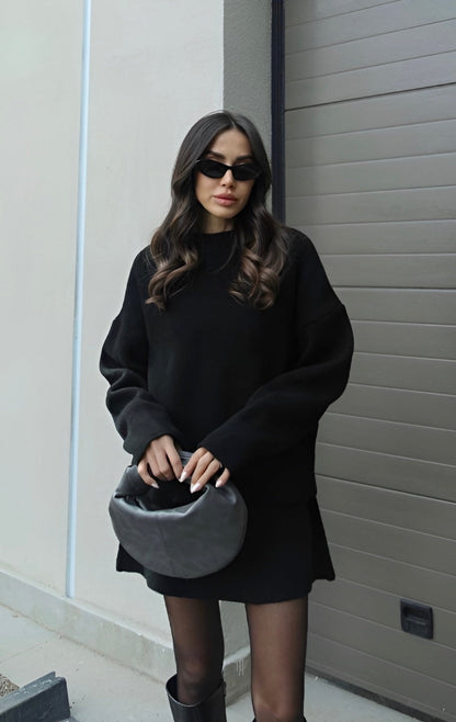Baumwollpullover-Kleid in einfarbigem Burgunder-Design