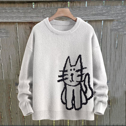 Comstylish Women's Cat Knitted Art Cozy Sweater