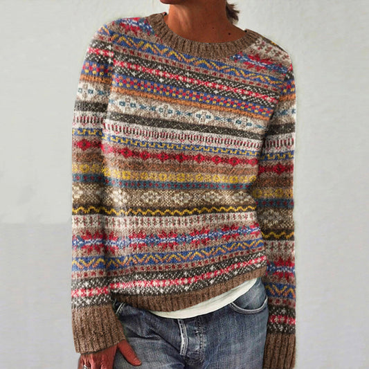 Vintage Iceland Pattern Warm Comfy Long Sleeve Sweater elevenforest