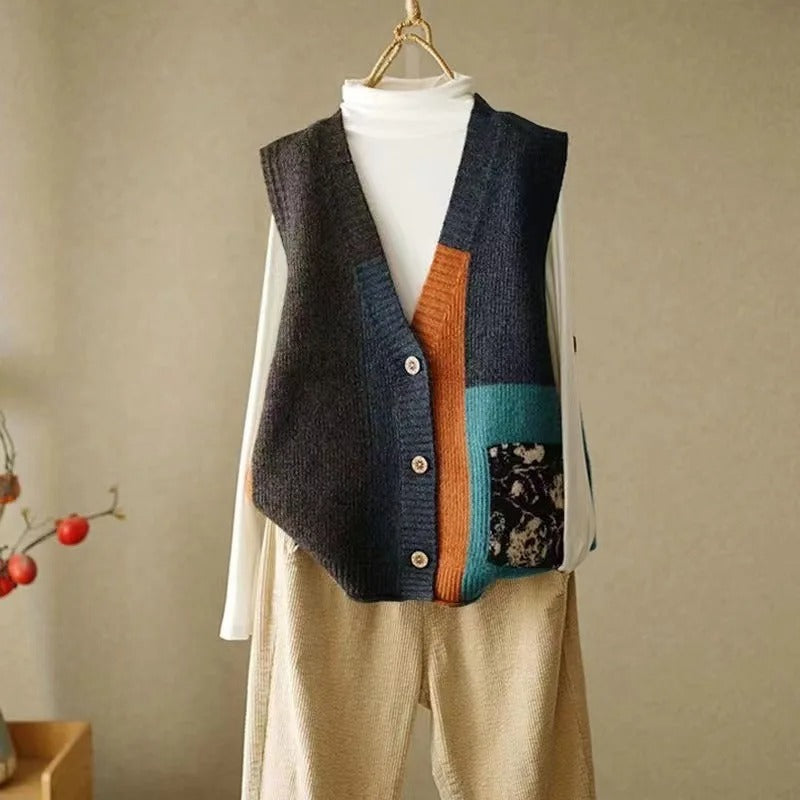 MW | Strickweste im Colorblock-Desig