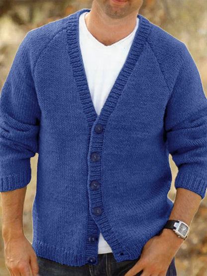 Men's Solid Color Button Cozy Sweater Cardigan artswardrobe