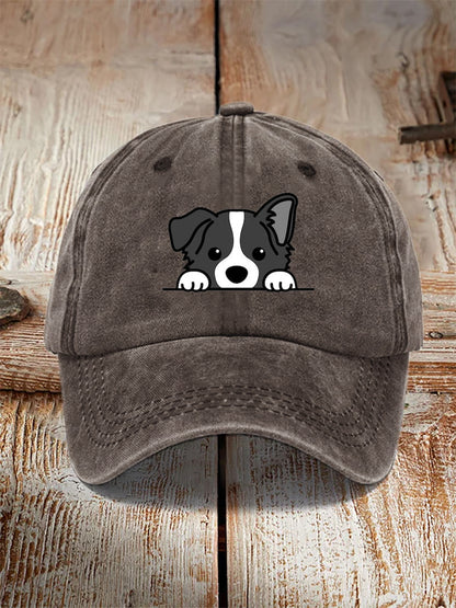 Comstylish Unisex Casual Pet Dog Print Washed Hat