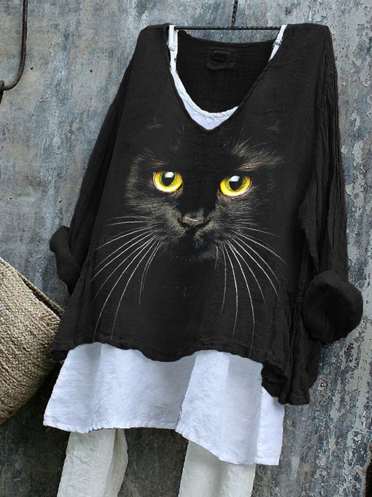 Black Cat Face Inspired Oversize Flowy Tunic elevenforest