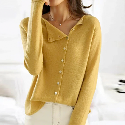 Baumwoll-Kaschmirmix-Strickjacke mit asymmetrischem Knopfverschluss in Anthrazit