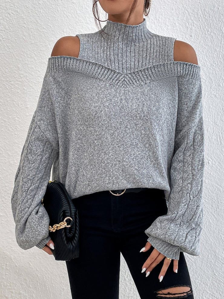 MW | MW Grauer Pullover mit offenen Schultern
