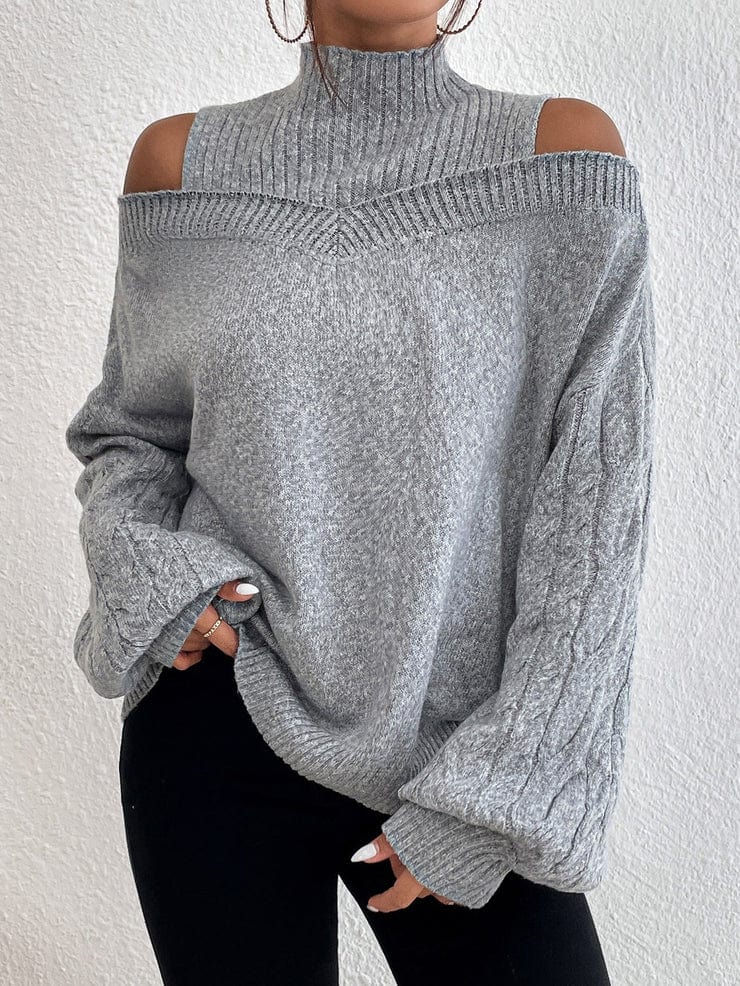 MW | MW Grauer Pullover mit offenen Schultern