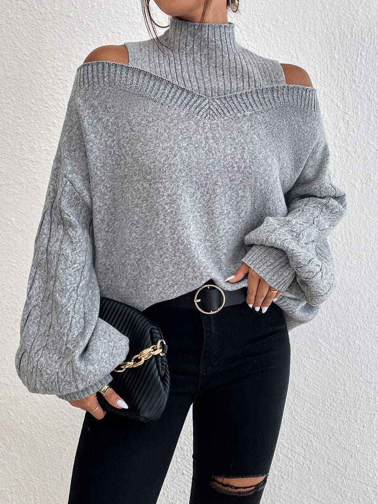 MW | MW Grauer Pullover mit offenen Schultern