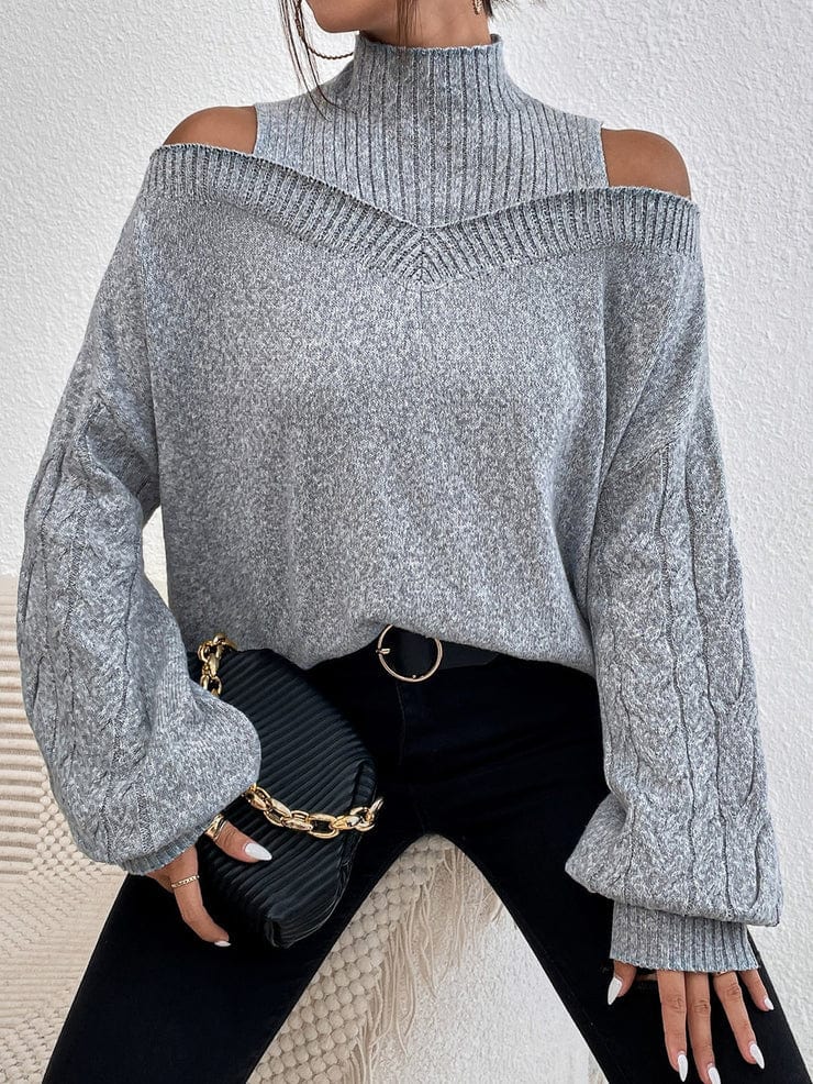 MW | MW Grauer Pullover mit offenen Schultern