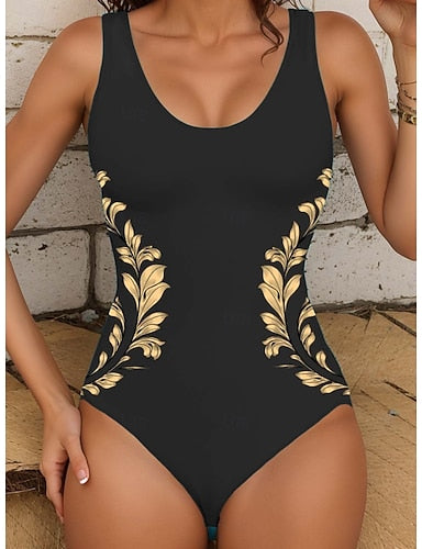 One Piece Swimsuit Slimming Monokini Backless Tummy Control High Waist Slim Vacation Beach Wear Ombre Butterfly U Neck Sleeveless Bathing Suits
