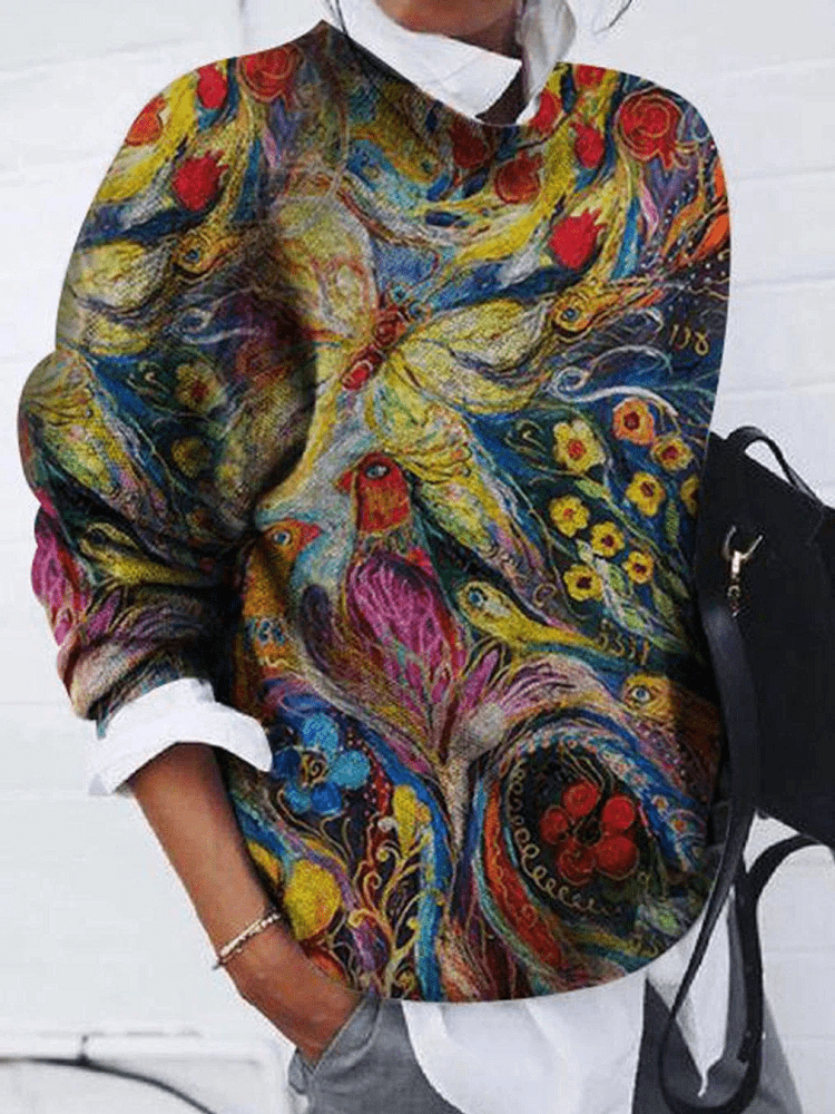 MW | Blumen und Pfaue Pullover