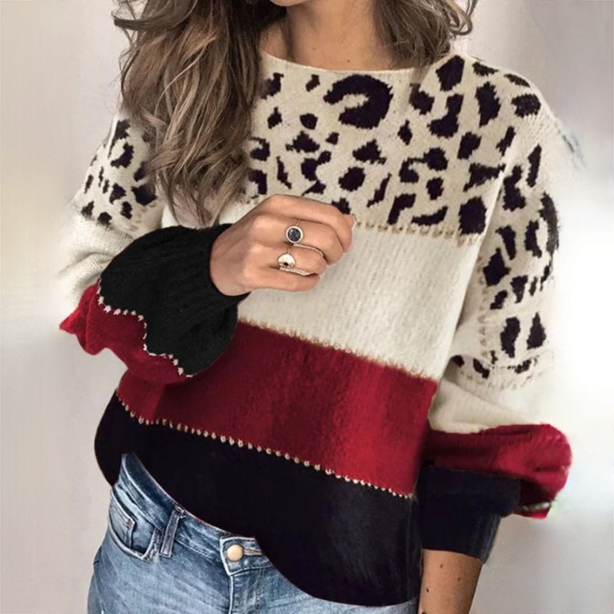 MW | Eleganter Pullover mit Leopardenmuster