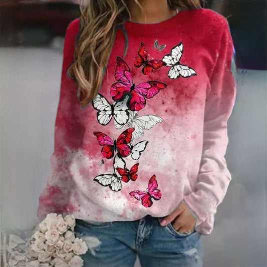 MW | Eleganter Schmetterling Roter Pullover
