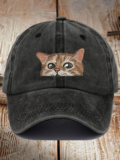 Comstylish Cute Cat Animal Print Vintage Baseball Cap
