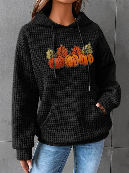 Comstylish Women's Fall Pumpkin Check Hoodie