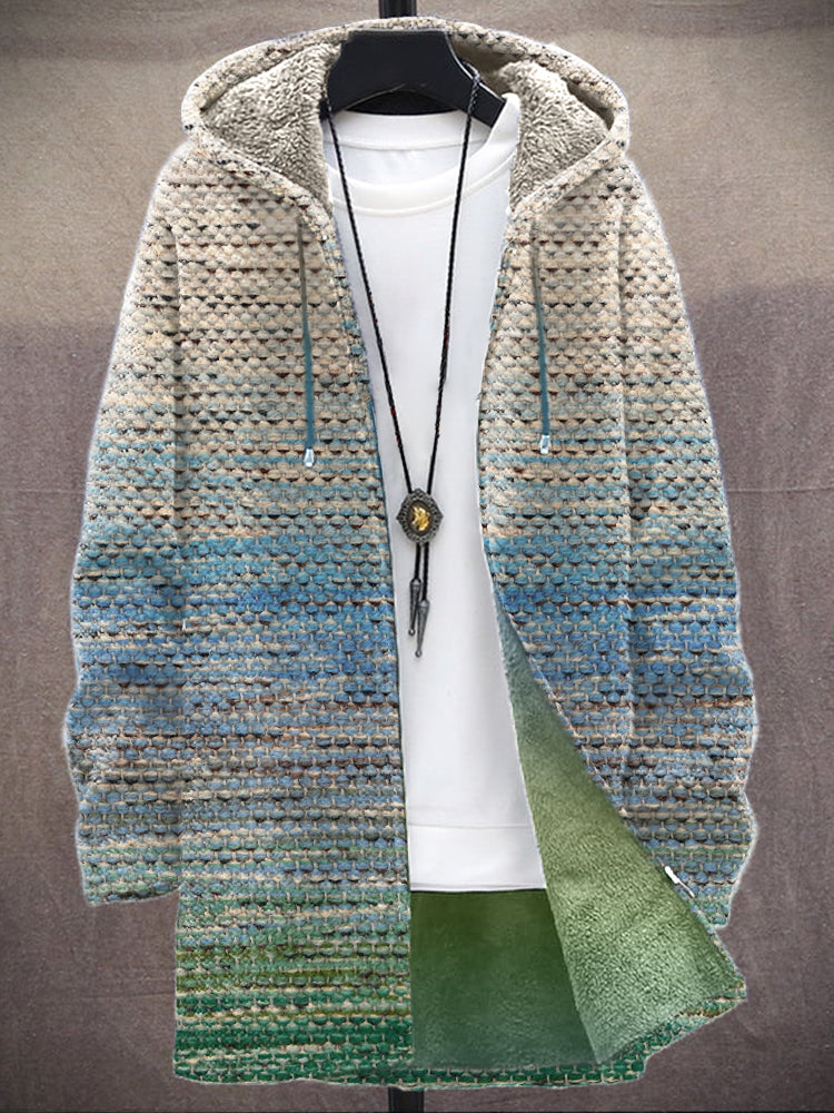 Men's Colorful Striped Cozy Hooded Cardigan elevenforest