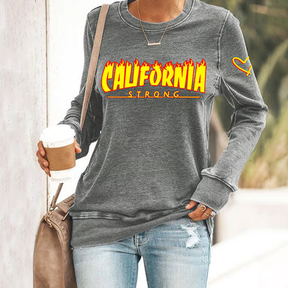 Comstylish Retro Women's California Strong Los Angeles Palisades Fire Inspired Print Sweatshirt