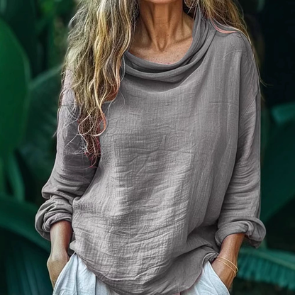 Vintage Bohemian Style Linen Long Sleeve Shirt artswardrobe
