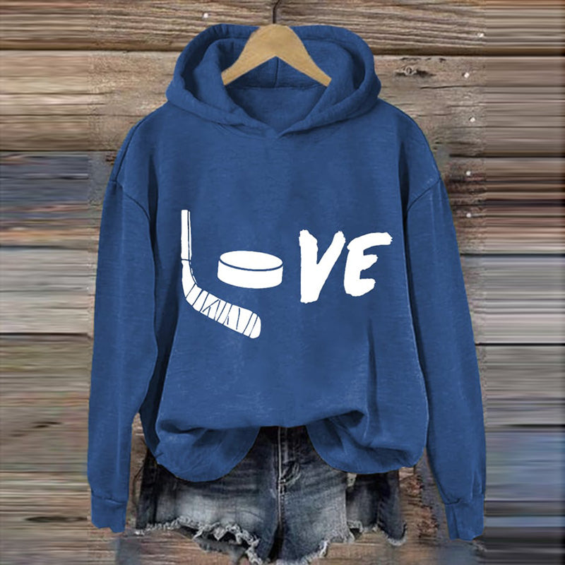 Comstylish Women's Love Ice Hockey Print Casual Sweatshirt