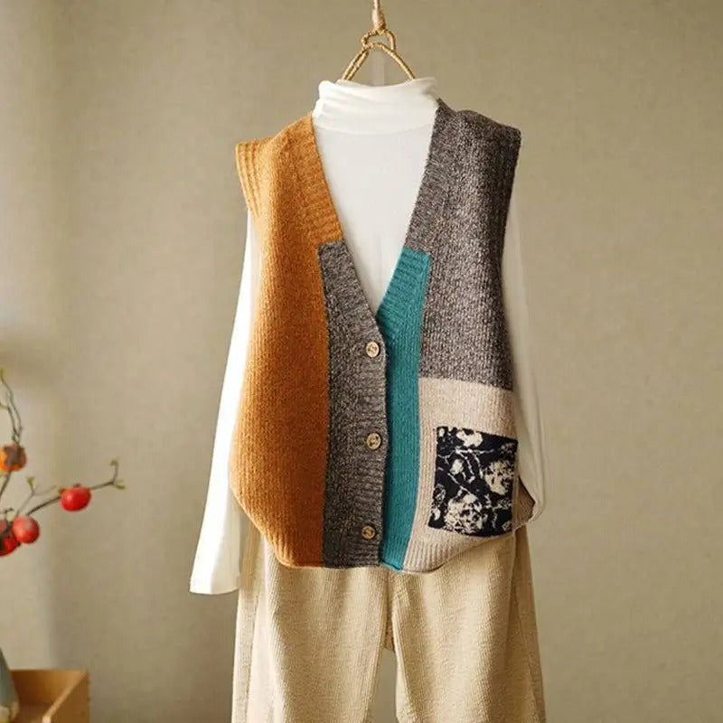 MW | Strickweste im Colorblock-Desig