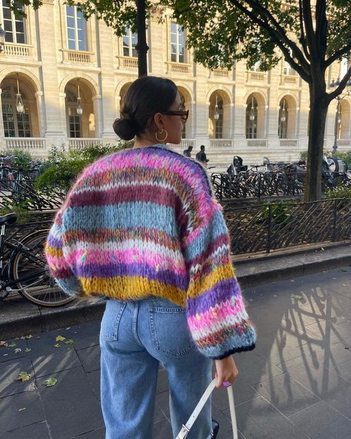 MW | Gestreifter offener Pullover