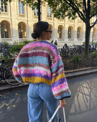 MW | Gestreifter offener Pullover