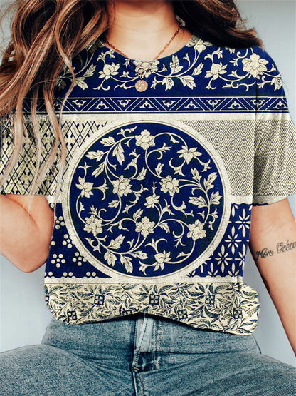 Comstylish Classy China Floral Pattern Vintage T Shirt