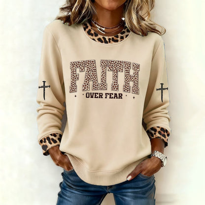 Comstylish Women's Faith Print Crew Neck Casual Sweatshirt
