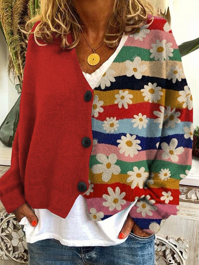 KS | Bedruckte Strickjacke mit Knopfleiste