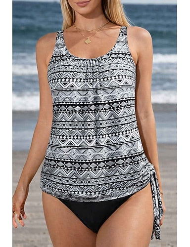 Swimwear Tankini 2 Piece Swimsuit Vacation Sleeveless Bathing Suits