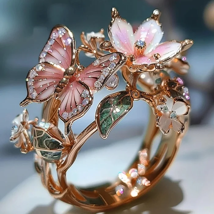 Zarte handwerkliche Gold Ring