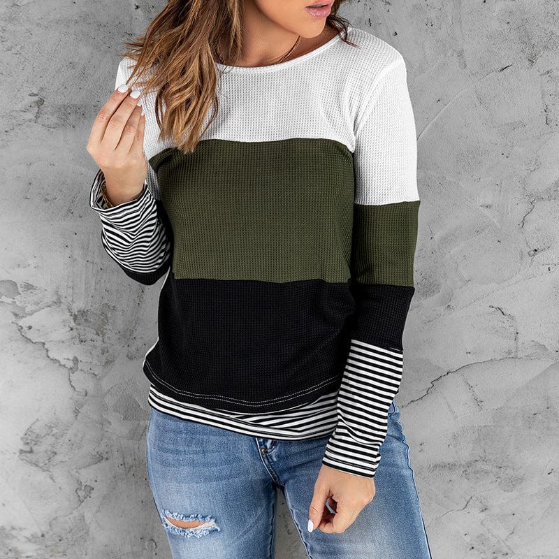 MW | Eleganter gestreifter grüner Pullover