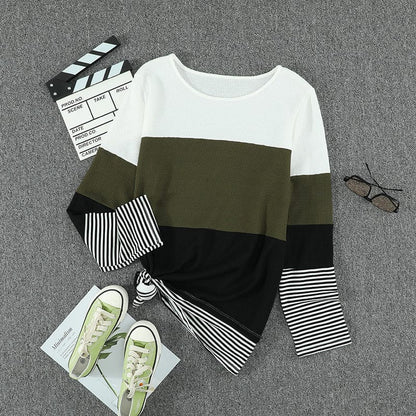 MW | Eleganter gestreifter grüner Pullover