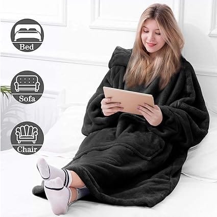 MW | Kapuzen-Fleecepullover im Oversized-Stil