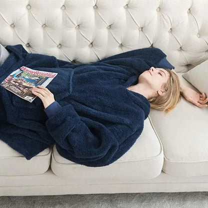 MW | Kapuzen-Fleecepullover im Oversized-Stil