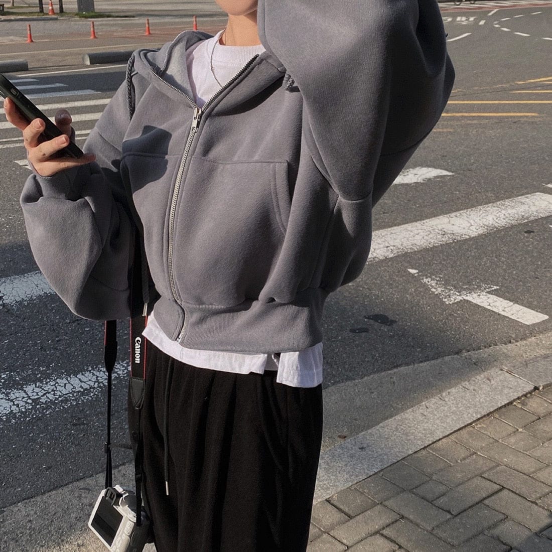 MW | Lässiger Pullover mit langen Ärmeln und Kordelzug