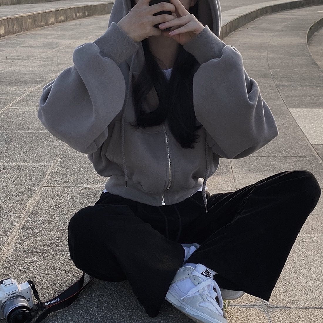 MW | Lässiger Pullover mit langen Ärmeln und Kordelzug