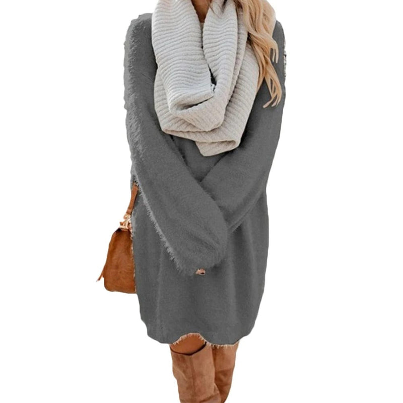MW | Gestricktes Minikleid mit Pullover-Stil