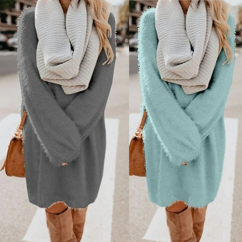 MW | Gestricktes Minikleid mit Pullover-Stil