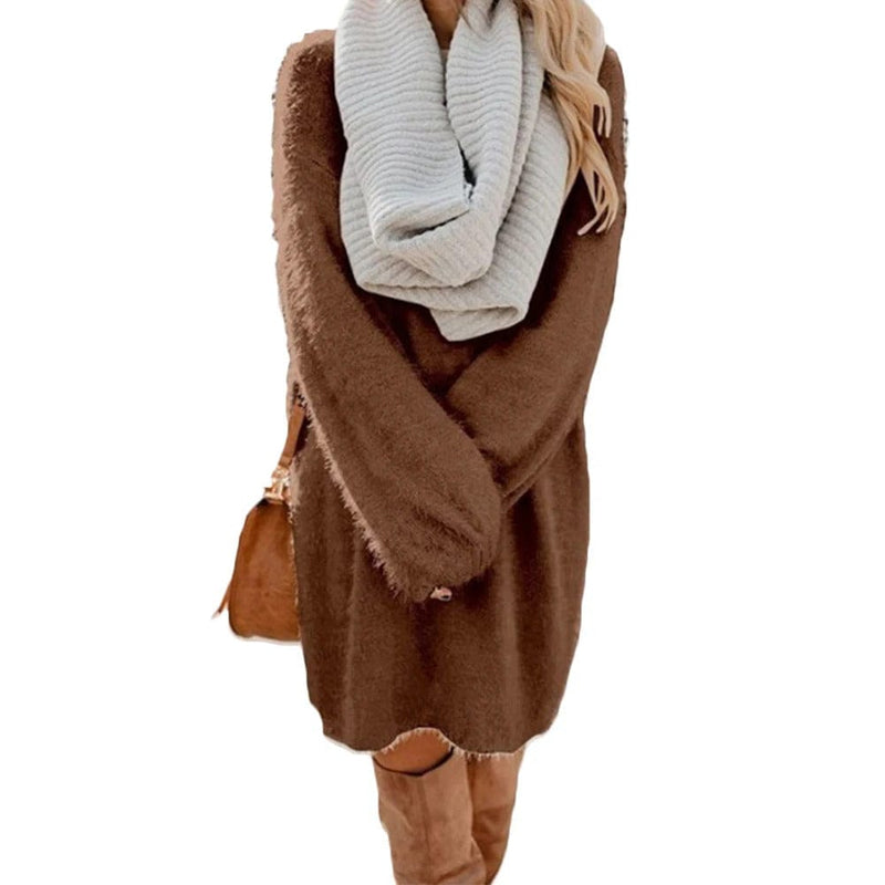 MW | Gestricktes Minikleid mit Pullover-Stil