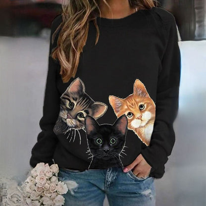 MW | Eleganter Pullover mit Katzenprint