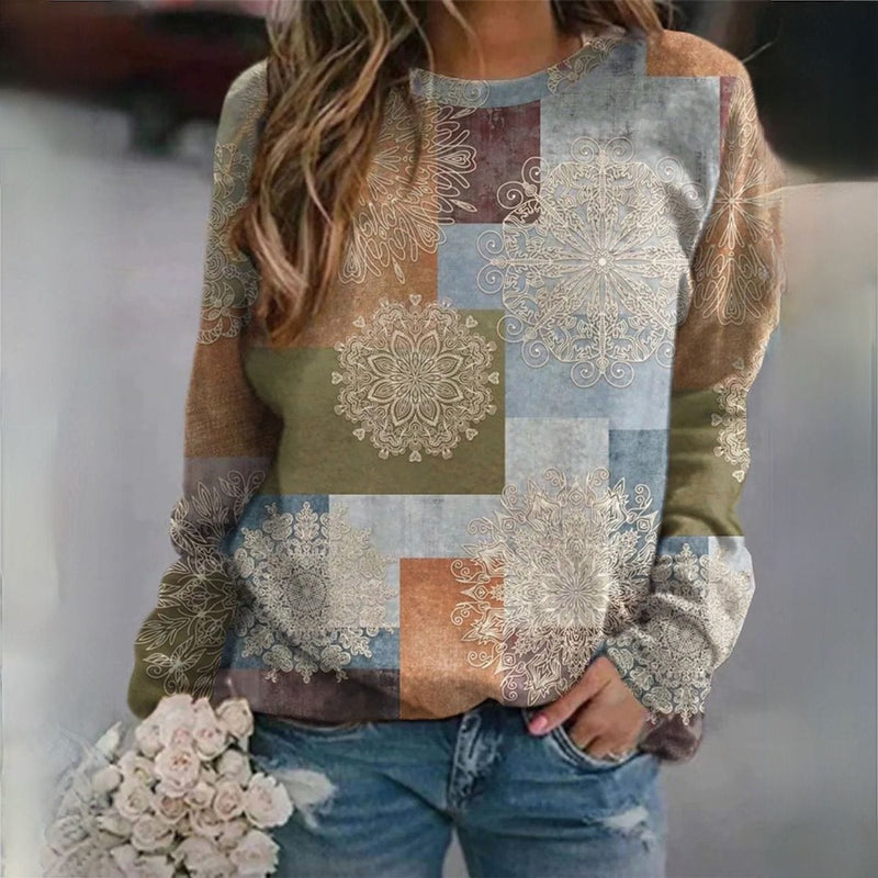 MW | Pullover mit elegantem Blockdruck