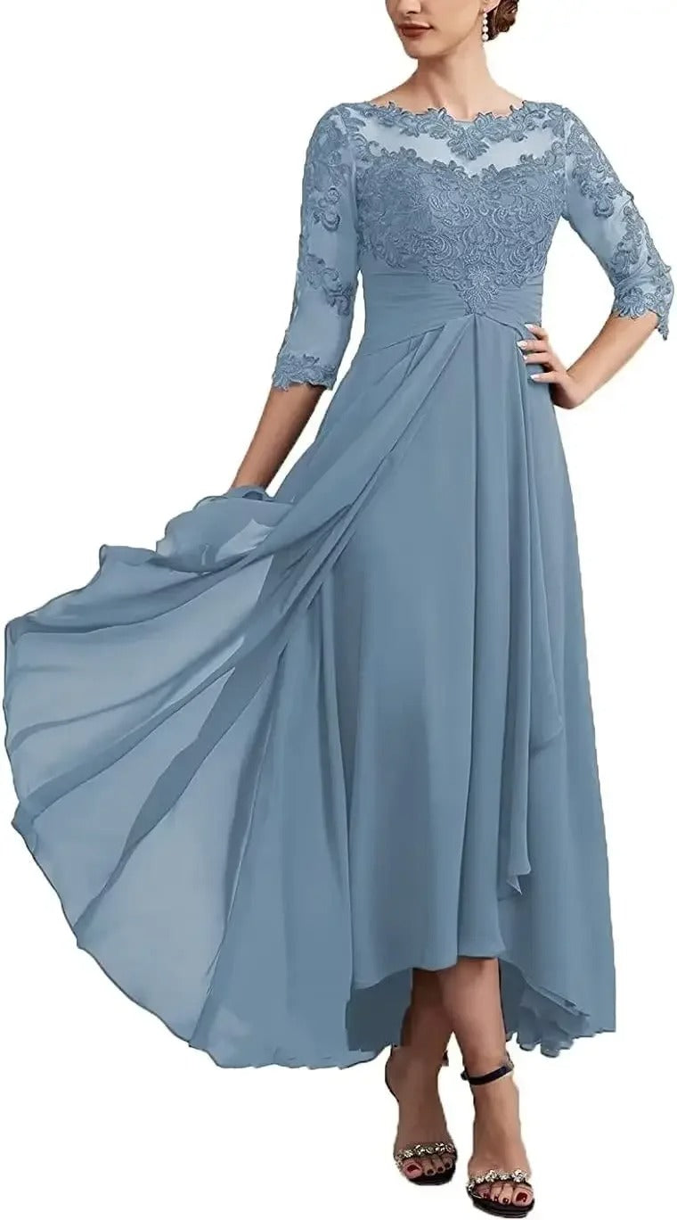 MW | Chiffon Maxikleid mit transparenten Ärmeln in Midi-Länge
