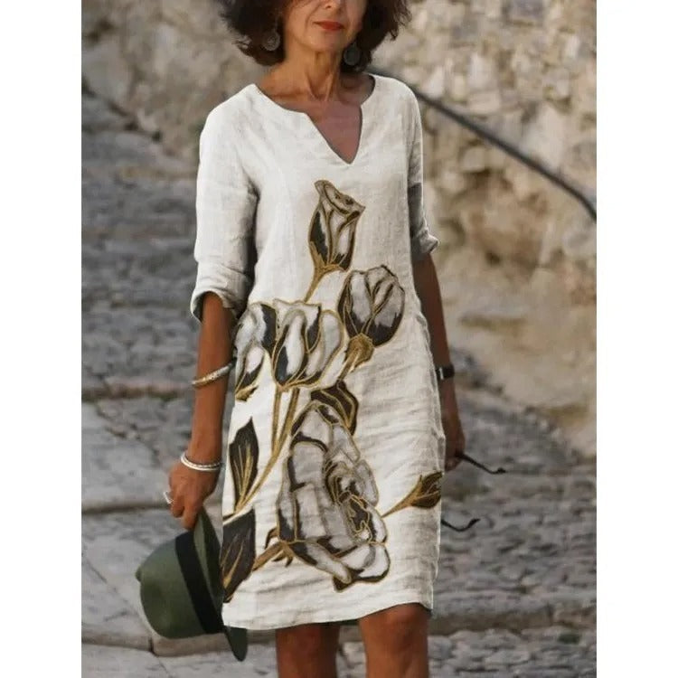 MW | Midikleid mit V-Ausschnitt und Blümchenmuster