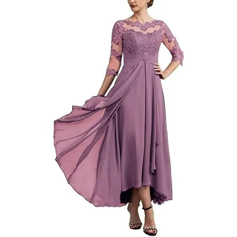 MW | Chiffon Maxikleid mit transparenten Ärmeln in Midi-Länge