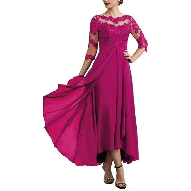 MW | Chiffon Maxikleid mit transparenten Ärmeln in Midi-Länge