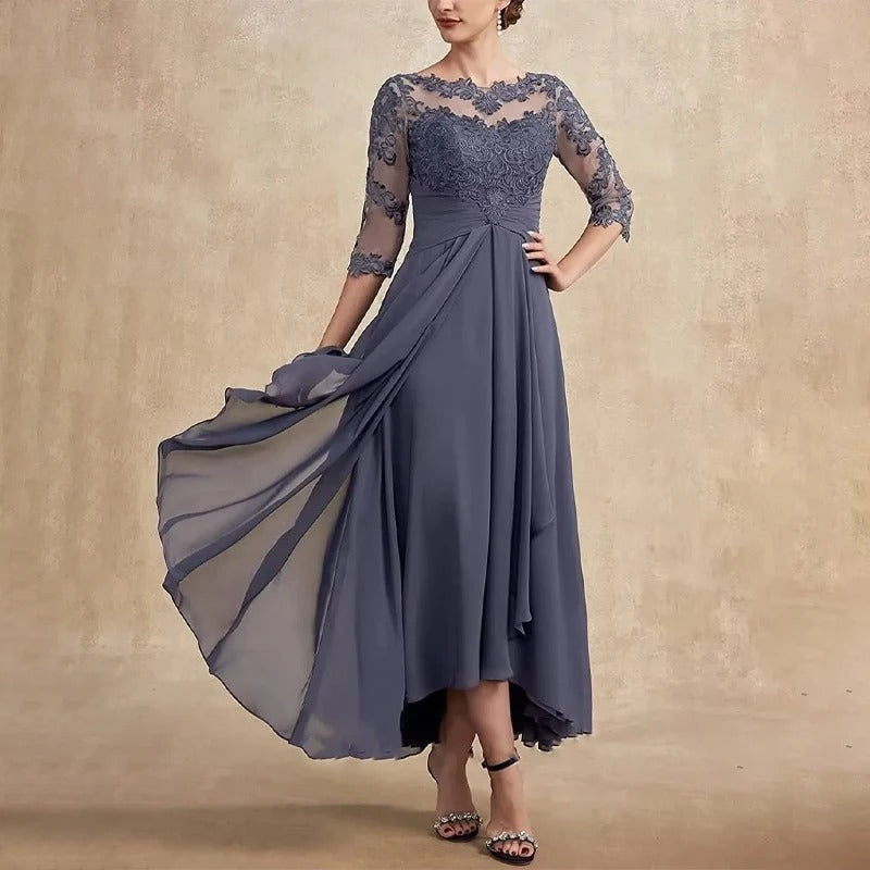 MW | Chiffon Maxikleid mit transparenten Ärmeln in Midi-Länge