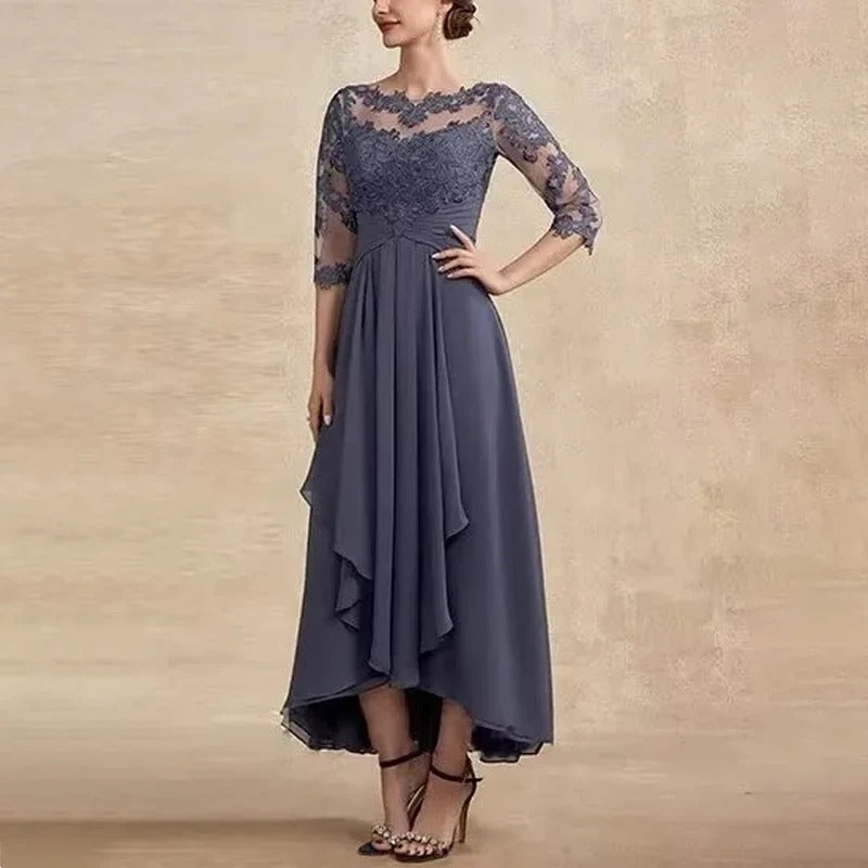 MW | Chiffon Maxikleid mit transparenten Ärmeln in Midi-Länge