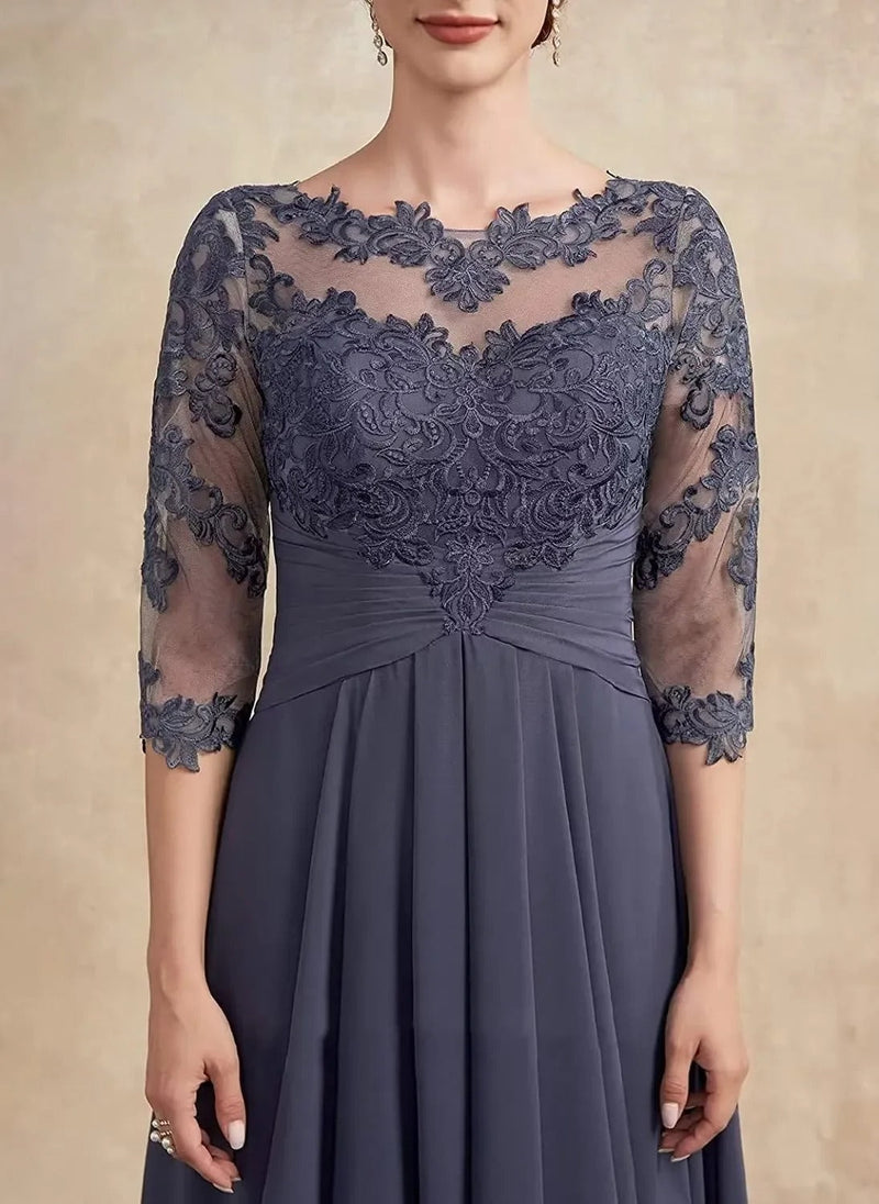 MW | Chiffon Maxikleid mit transparenten Ärmeln in Midi-Länge