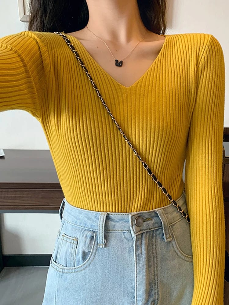 MW | Basic Strick-V-Ausschnitt-Pullover