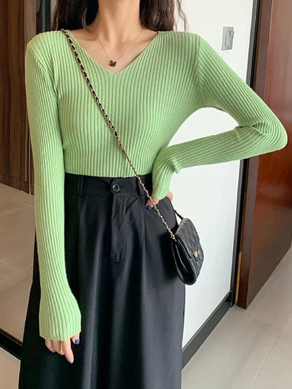 MW | Basic Strick-V-Ausschnitt-Pullover